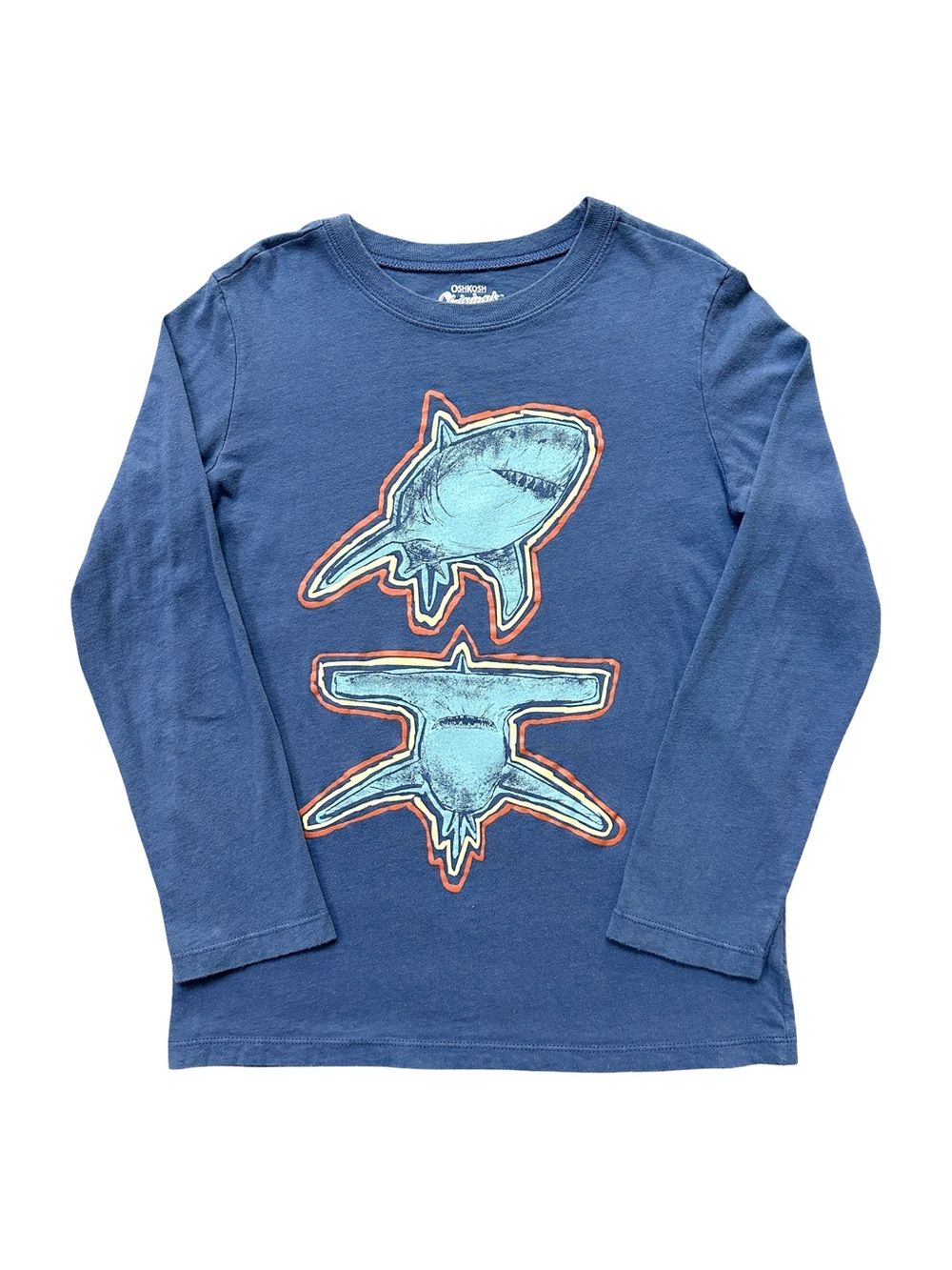 ⭐️ 5 for $25 Oshkosh Originals Boys Shark Graphic Long Sleeve Top Size 8